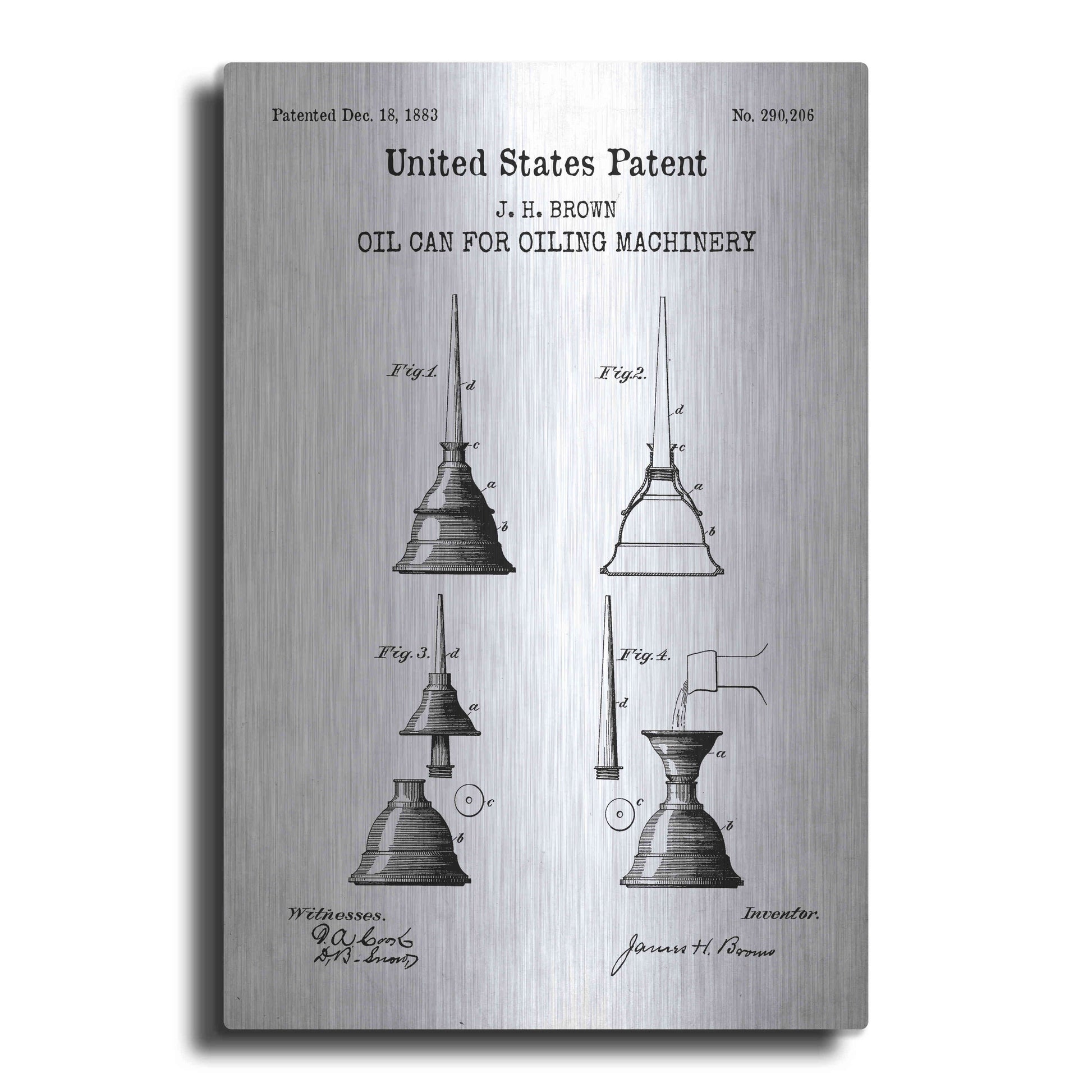 Luxe Metal Art 'Oil Can Blueprint Patent White' Acrylic Glass Wall Art