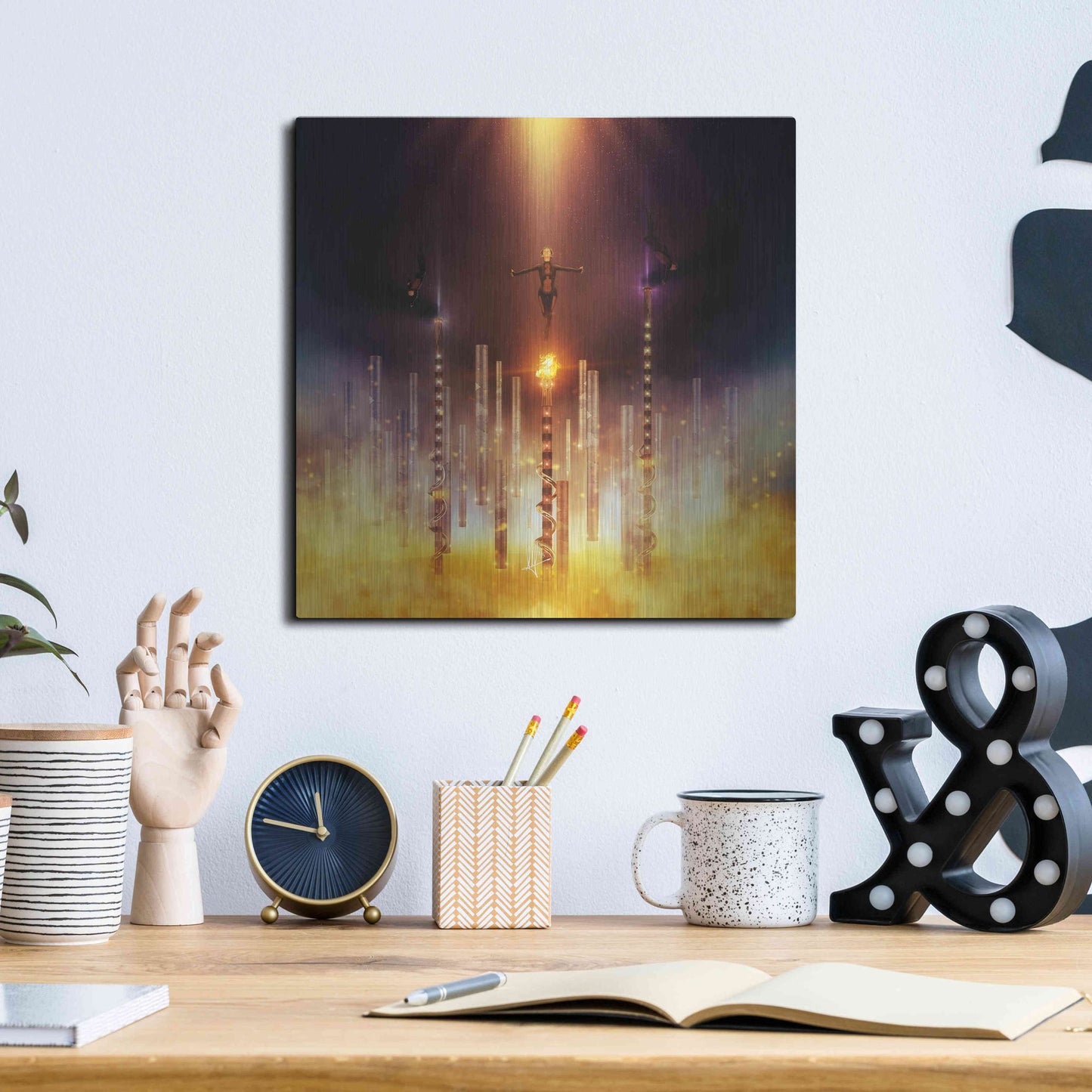 Luxe Metal Art 'Prometheus' by Mario Sanchez Nevado, Metal Wall Art,12x12