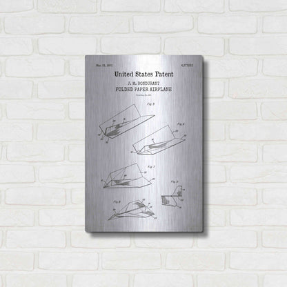 Luxe Metal Art 'Paper Plane Blueprint Patent White' Acrylic Glass Wall Art,16x24