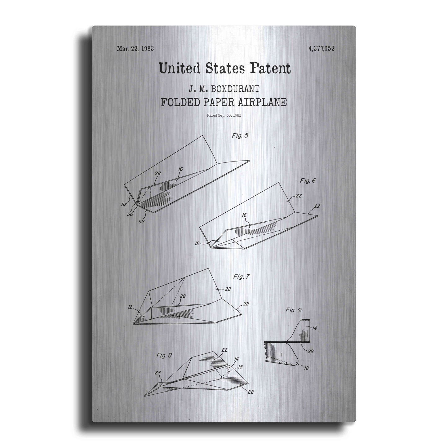 Luxe Metal Art 'Paper Plane Blueprint Patent White' Acrylic Glass Wall Art