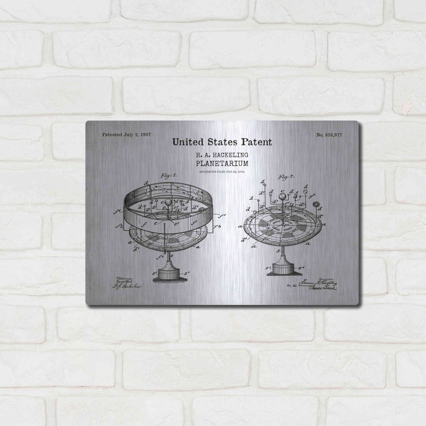 Luxe Metal Art 'Planetarium Blueprint Patent White' Acrylic Glass Wall Art,16x12