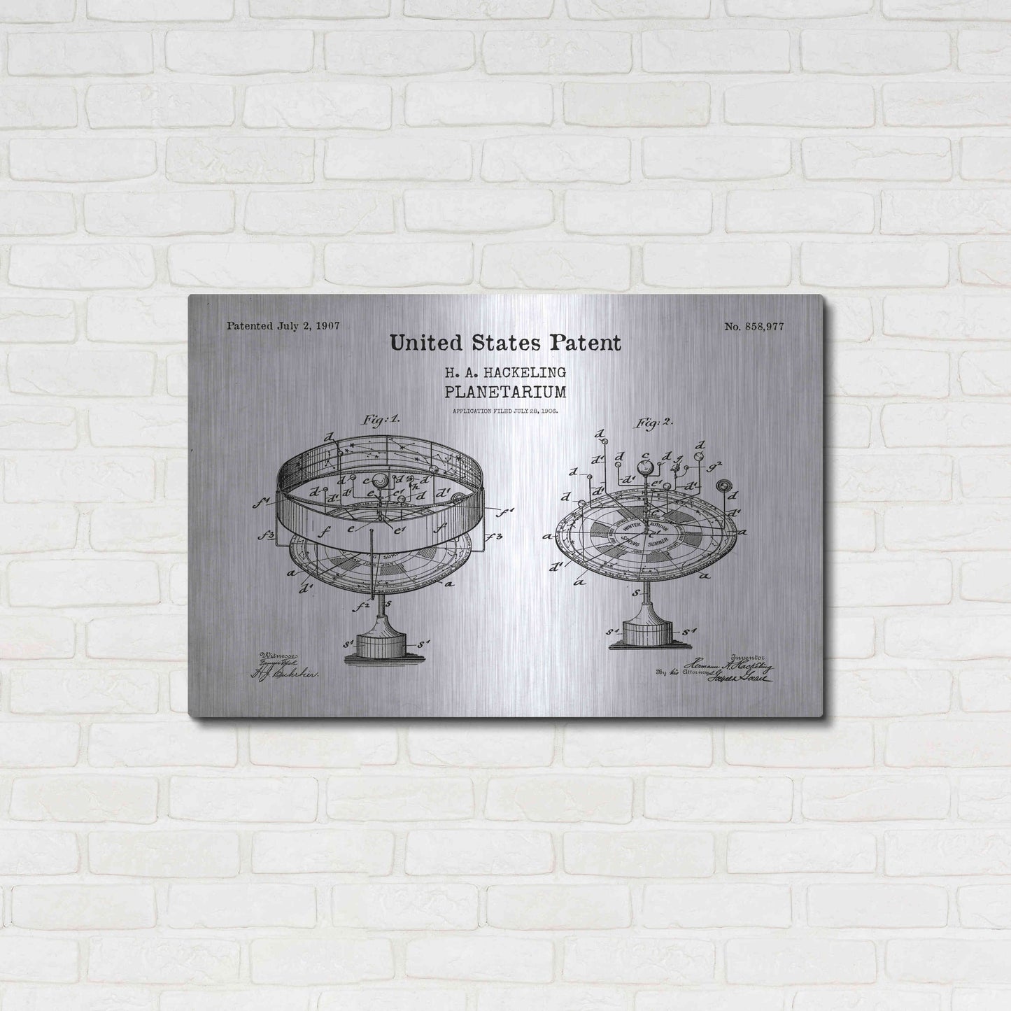 Luxe Metal Art 'Planetarium Blueprint Patent White' Acrylic Glass Wall Art,36x24