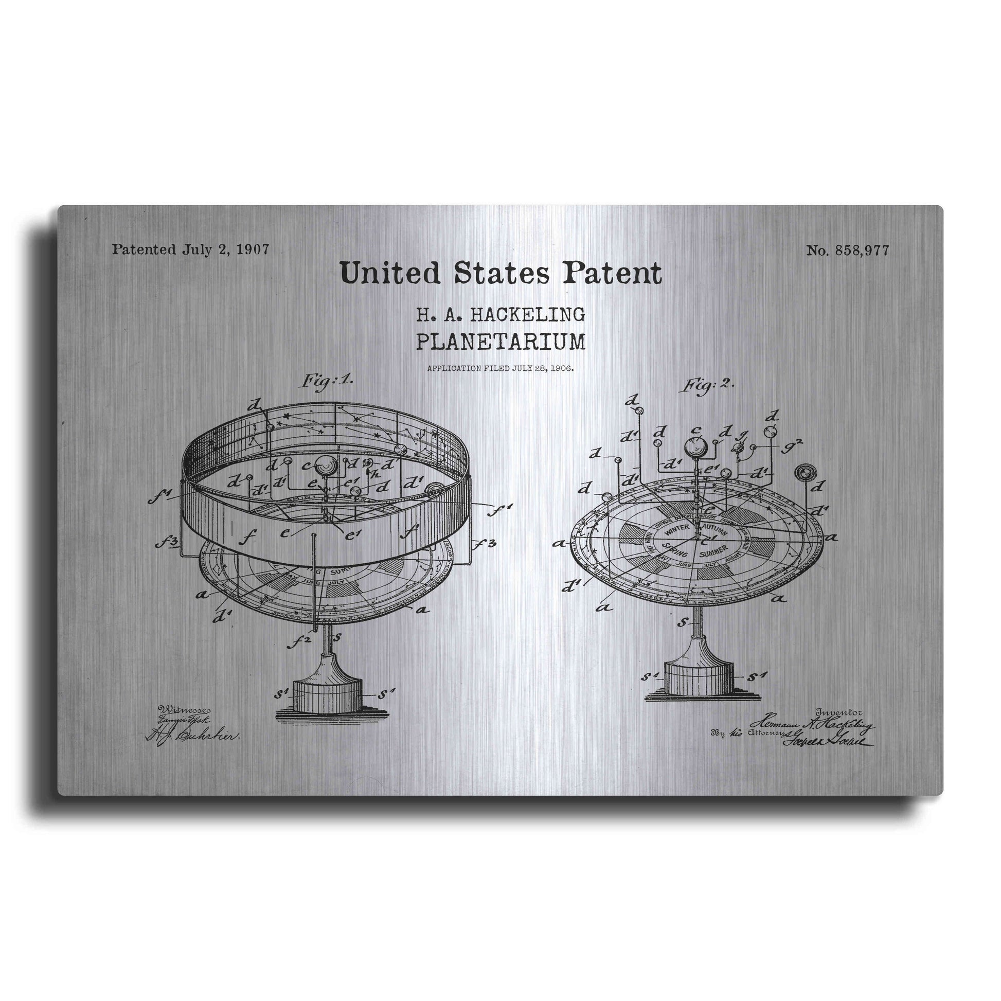 Luxe Metal Art 'Planetarium Blueprint Patent White' Acrylic Glass Wall Art