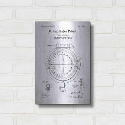 Luxe Metal Art 'Pocket Compass Blueprint Patent White' Acrylic Glass Wall Art,12x16