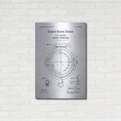 Luxe Metal Art 'Pocket Compass Blueprint Patent White' Acrylic Glass Wall Art,24x36