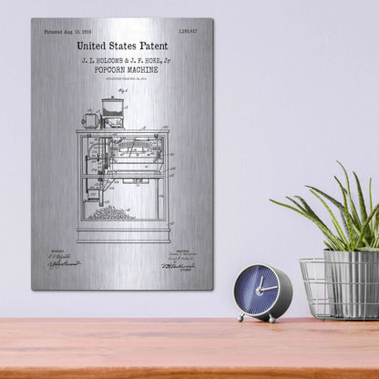 Luxe Metal Art 'Popcorn Machine Blueprint Patent White' Acrylic Glass Wall Art,12x16