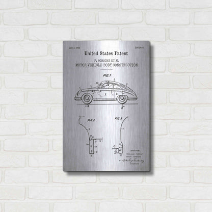 Luxe Metal Art 'Motor Vehicle Body Construction Blueprint Patent White' Acrylic Glass Wall Art,16x24