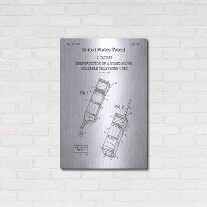 Luxe Metal Art 'Portable Phone Unit Blueprint Patent White' Acrylic Glass Wall Art,24x36