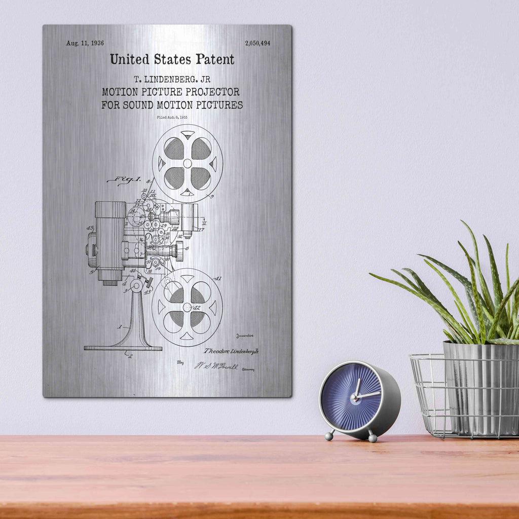 Luxe Metal Art 'Projector Blueprint Patent White' Metal Wall Art,12x16
