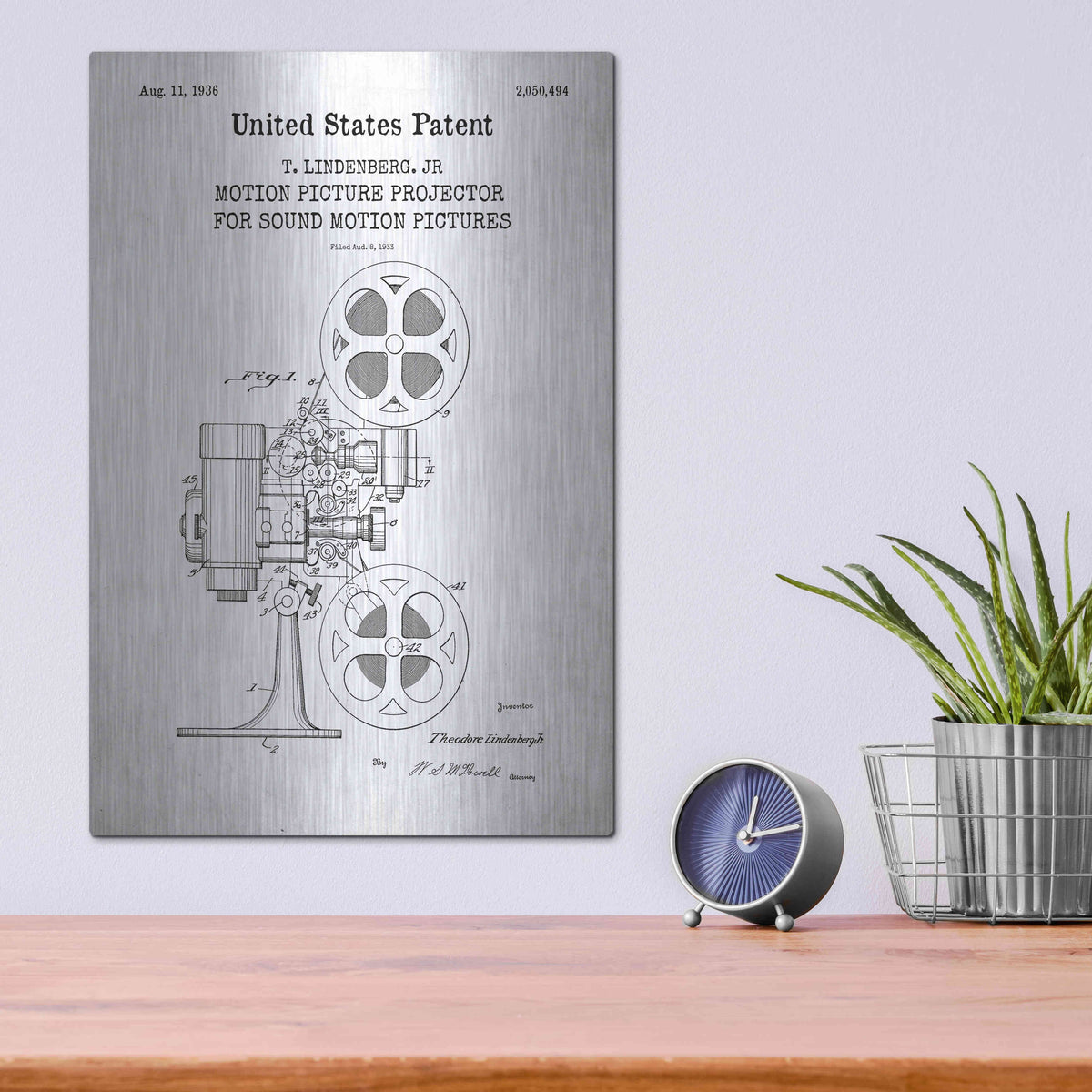 Luxe Metal Art 'Projector Blueprint Patent White' Metal Wall Art,12x16