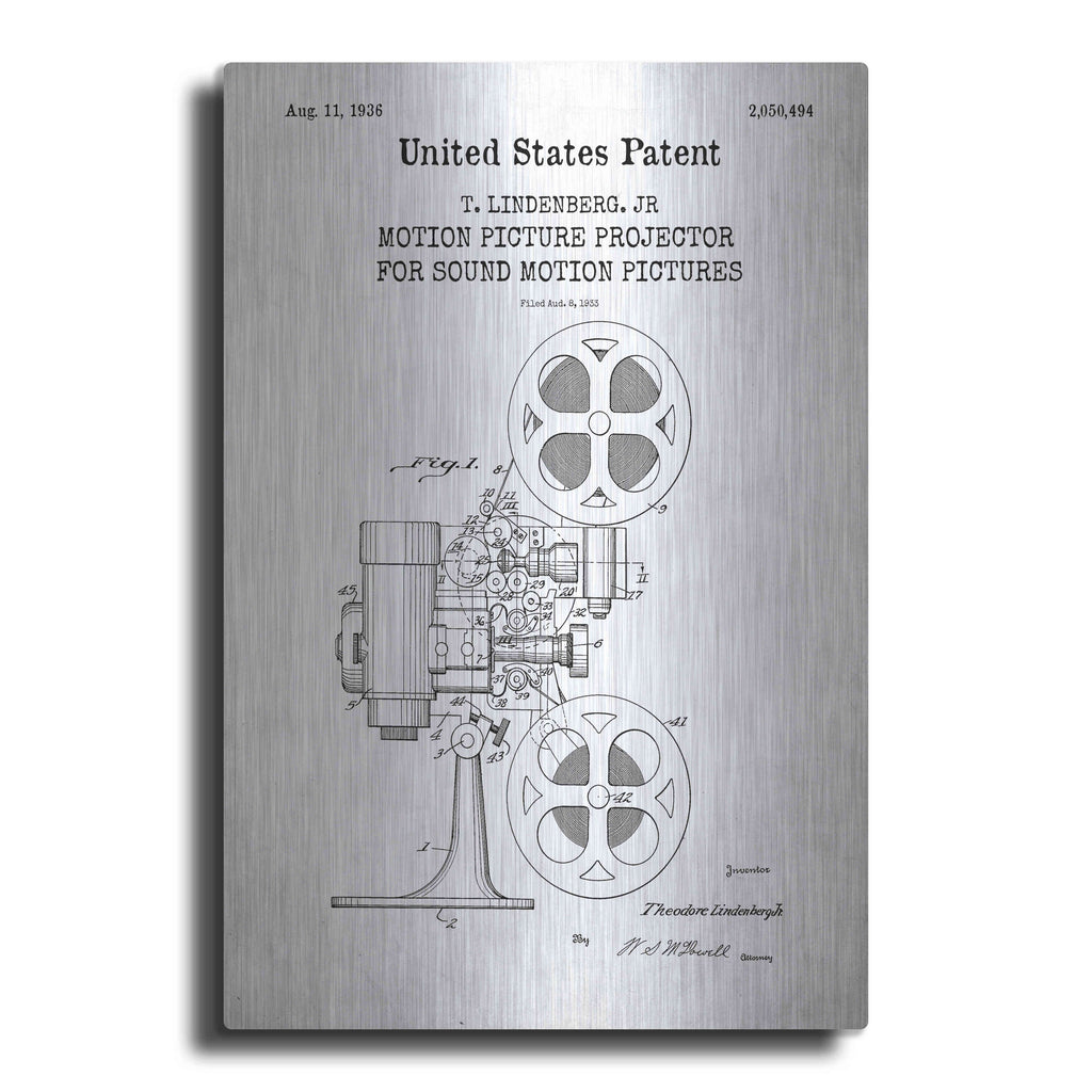Luxe Metal Art 'Projector Blueprint Patent White' Metal Wall Art