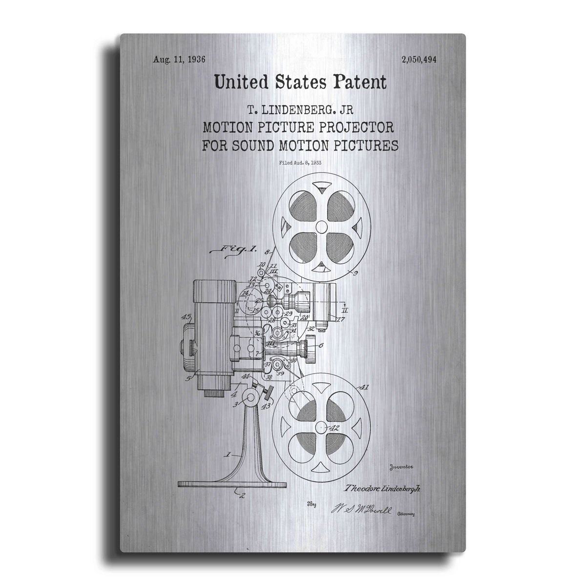Luxe Metal Art 'Projector Blueprint Patent White' Metal Wall Art