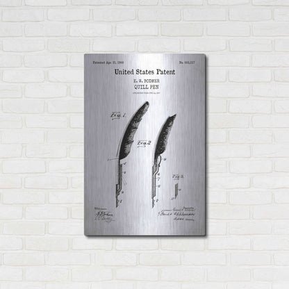 Luxe Metal Art 'Quill Pen Blueprint Patent White' Acrylic Glass Wall Art,24x36