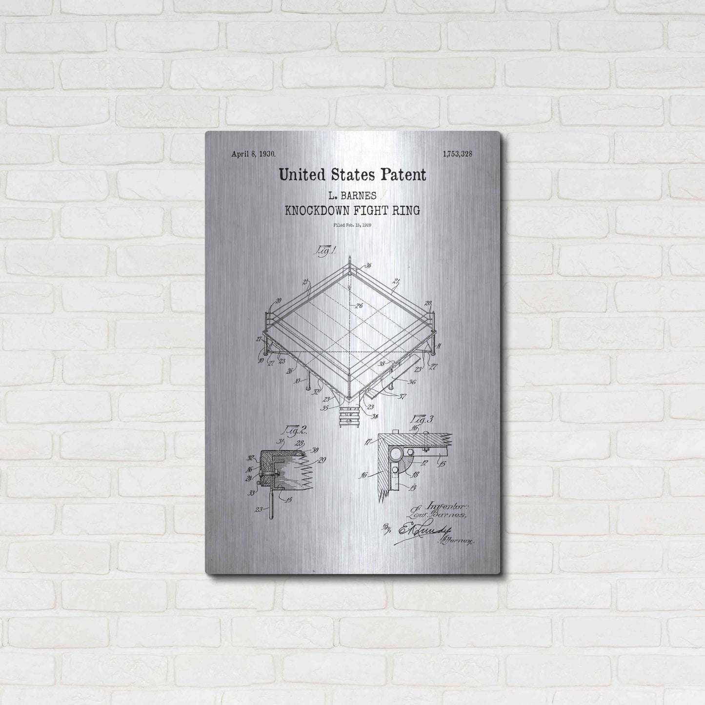 Luxe Metal Art 'Ring Buoy Blueprint Patent White' Acrylic Glass Wall Art,24x36