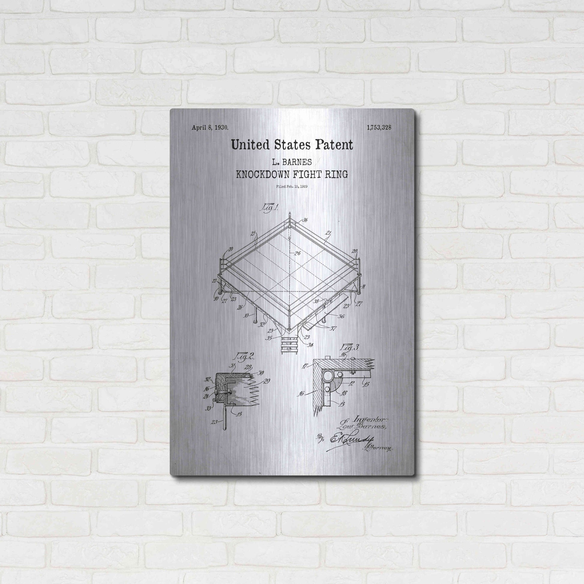 Luxe Metal Art 'Ring Buoy Blueprint Patent White' Acrylic Glass Wall Art,24x36