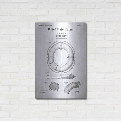 Luxe Metal Art 'Ring Blueprint Patent White' Acrylic Glass Wall Art,24x36