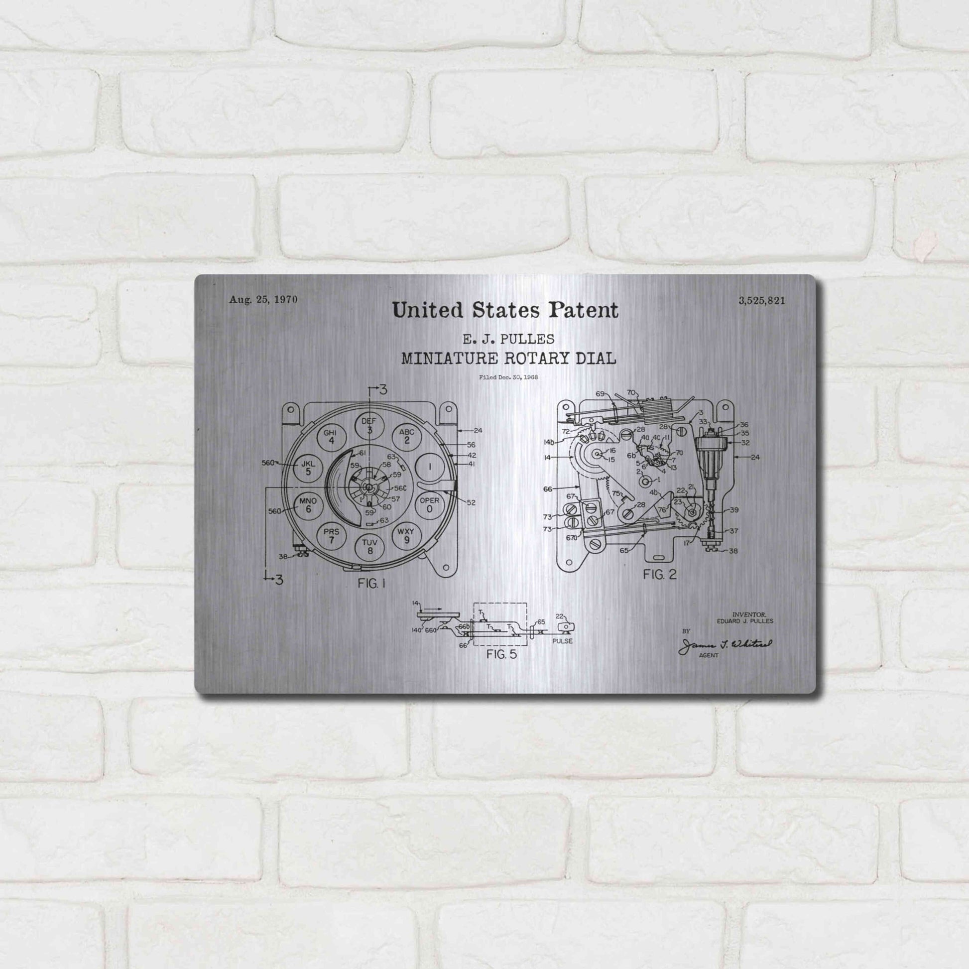 Luxe Metal Art 'Rotary Dial Blueprint Patent White' Acrylic Glass Wall Art,16x12