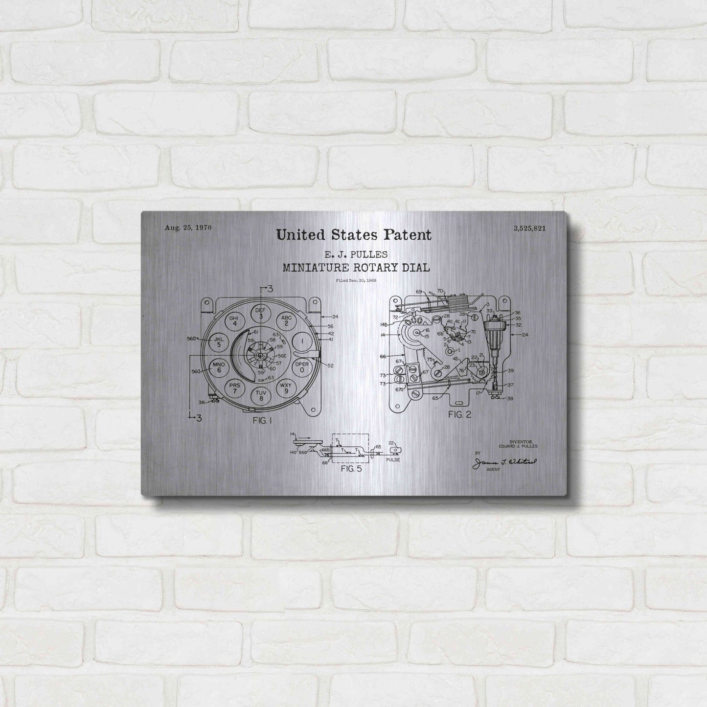 Luxe Metal Art 'Rotary Dial Blueprint Patent White' Acrylic Glass Wall Art,24x16