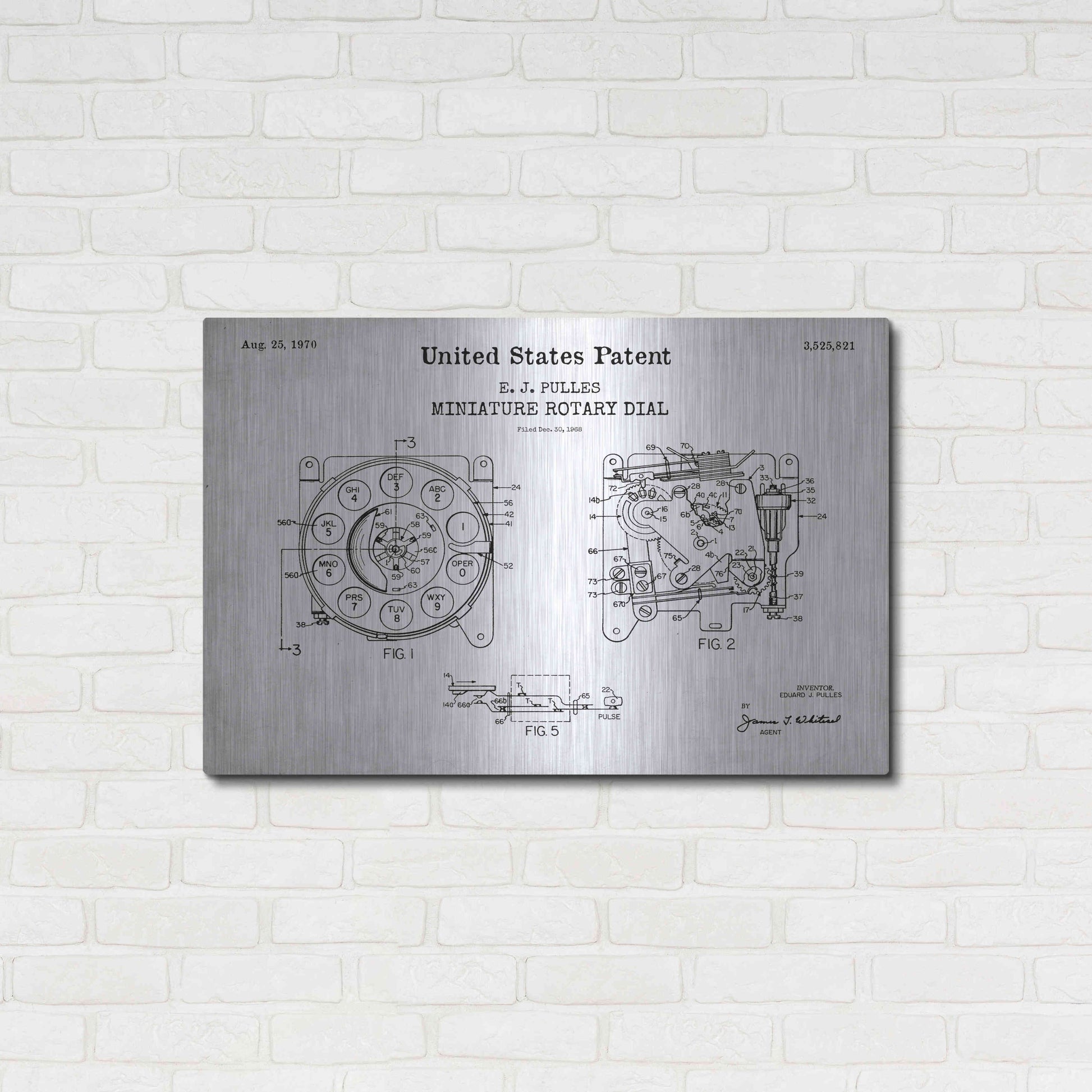 Luxe Metal Art 'Rotary Dial Blueprint Patent White' Acrylic Glass Wall Art,36x24