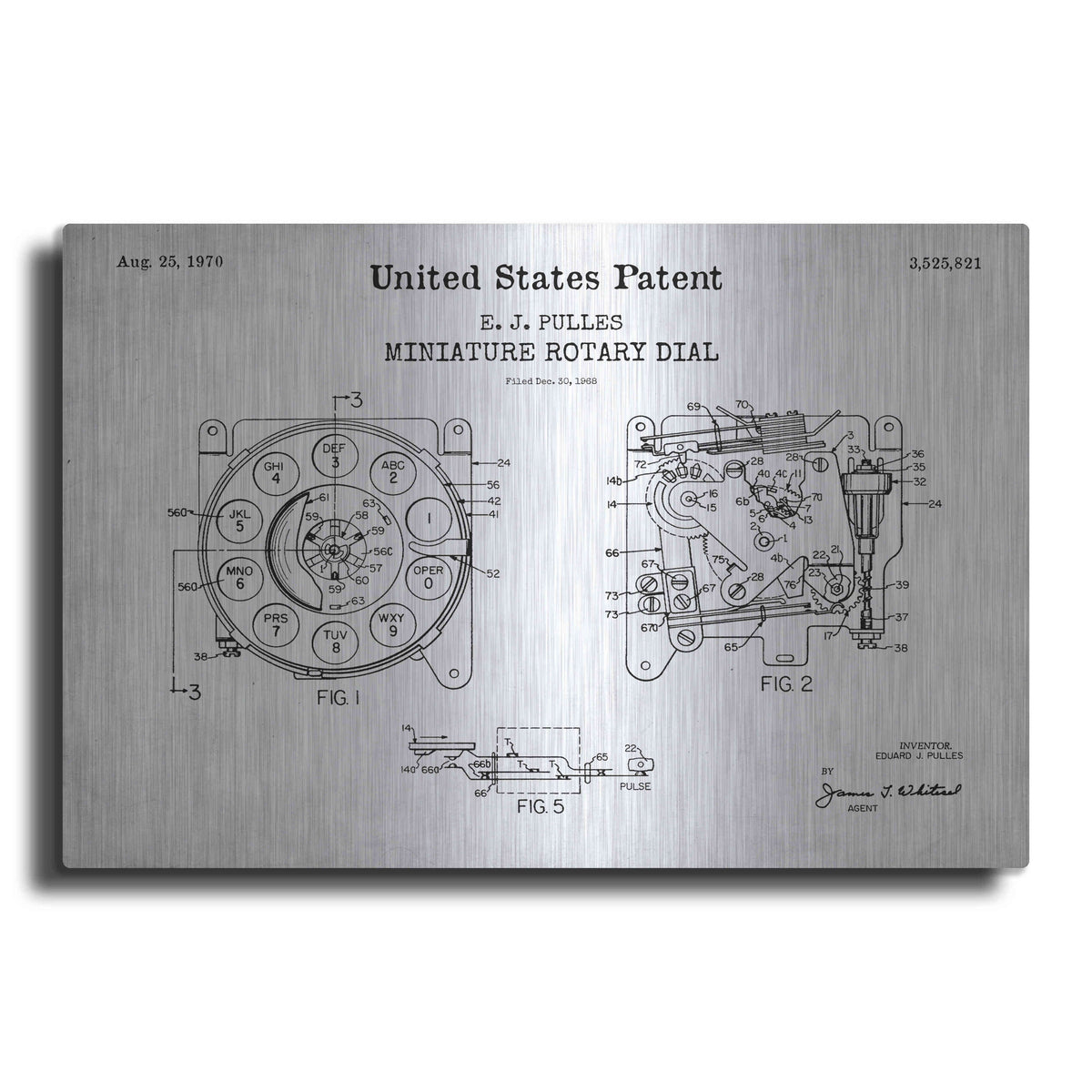 Luxe Metal Art 'Rotary Dial Blueprint Patent White' Metal Wall Art