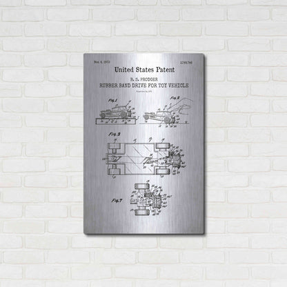 Luxe Metal Art 'Rubber band Blueprint Patent White' Acrylic Glass Wall Art,24x36