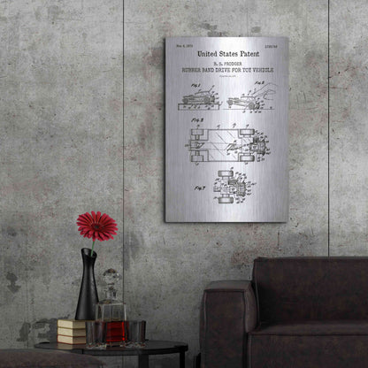 Luxe Metal Art 'Rubber band Blueprint Patent White' Acrylic Glass Wall Art,24x36