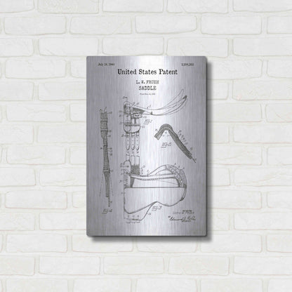 Luxe Metal Art 'Saddle Blueprint Patent White' Acrylic Glass Wall Art,16x24