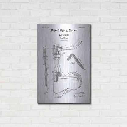 Luxe Metal Art 'Saddle Blueprint Patent White' Acrylic Glass Wall Art,24x36