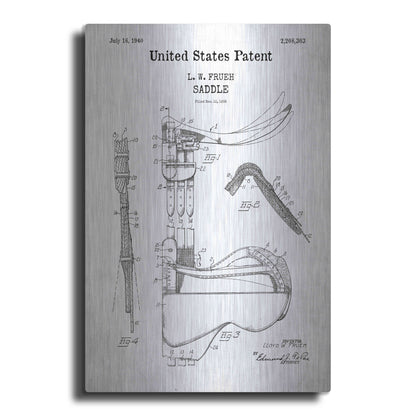 Luxe Metal Art 'Saddle Blueprint Patent White' Acrylic Glass Wall Art