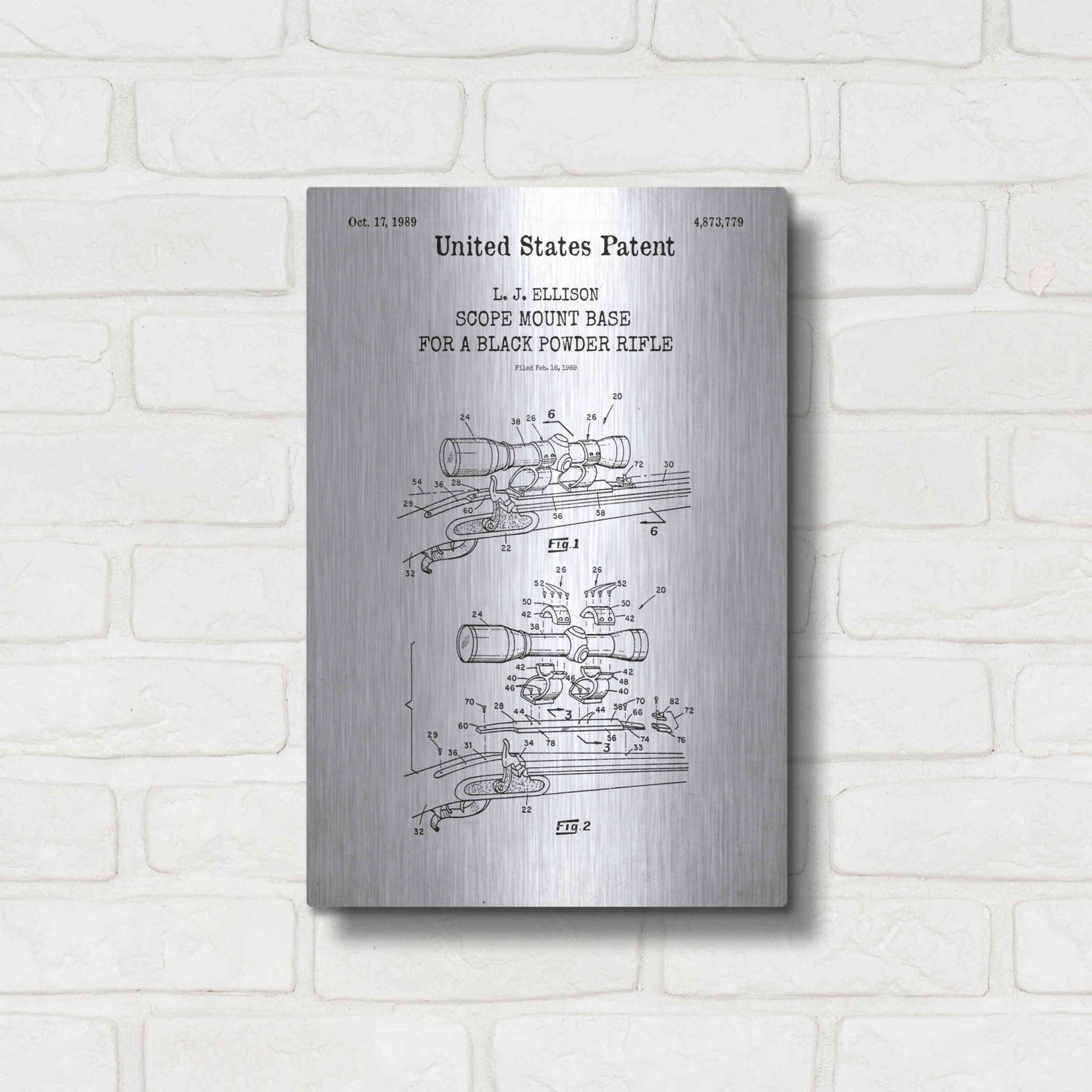 Luxe Metal Art 'Scope mount base Blueprint Patent White' Acrylic Glass Wall Art,12x16