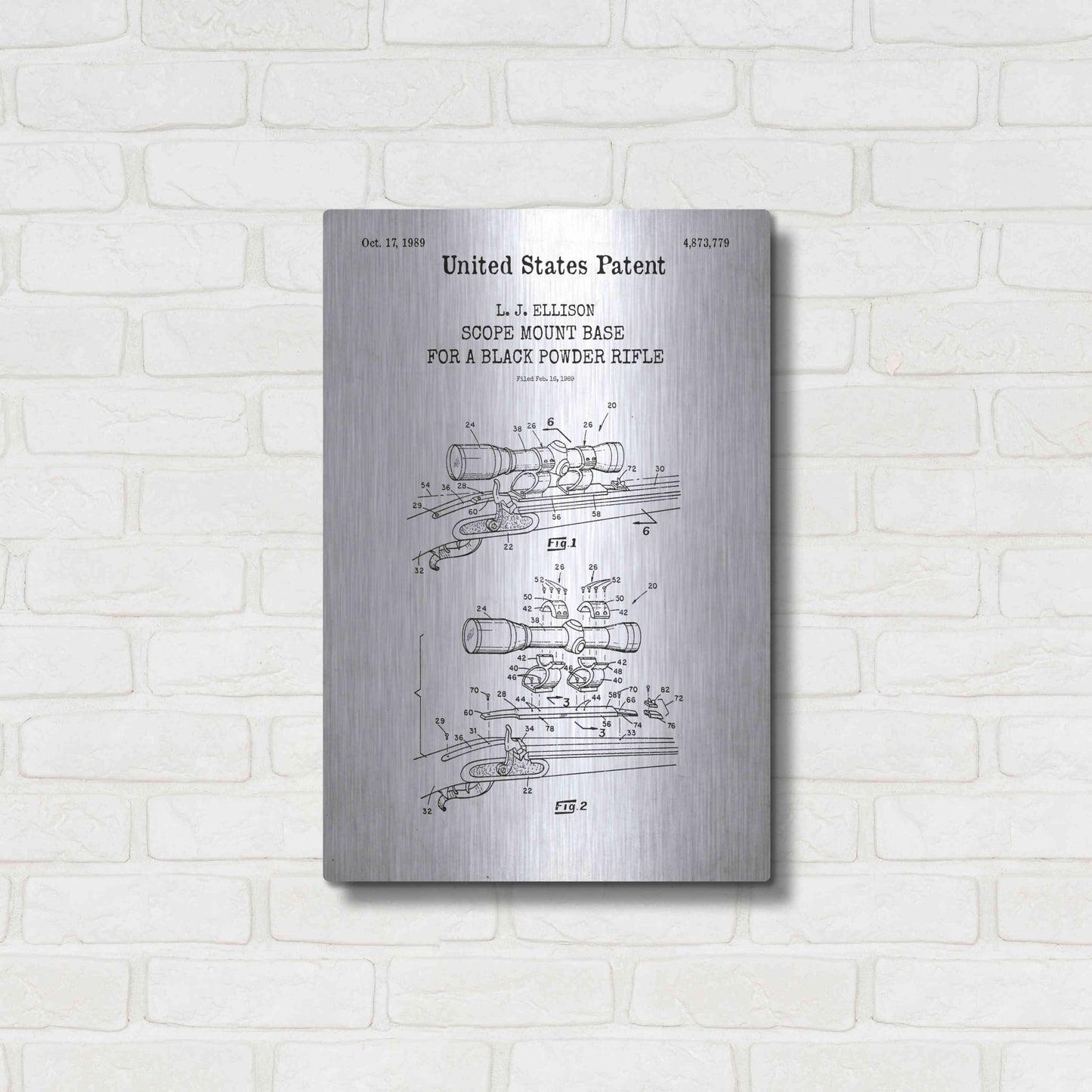 Luxe Metal Art 'Scope mount base Blueprint Patent White' Acrylic Glass Wall Art,16x24