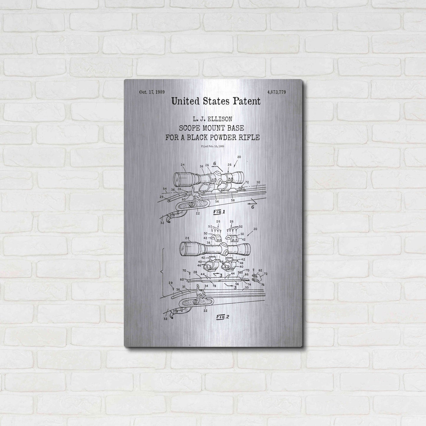 Luxe Metal Art 'Scope mount base Blueprint Patent White' Acrylic Glass Wall Art,24x36