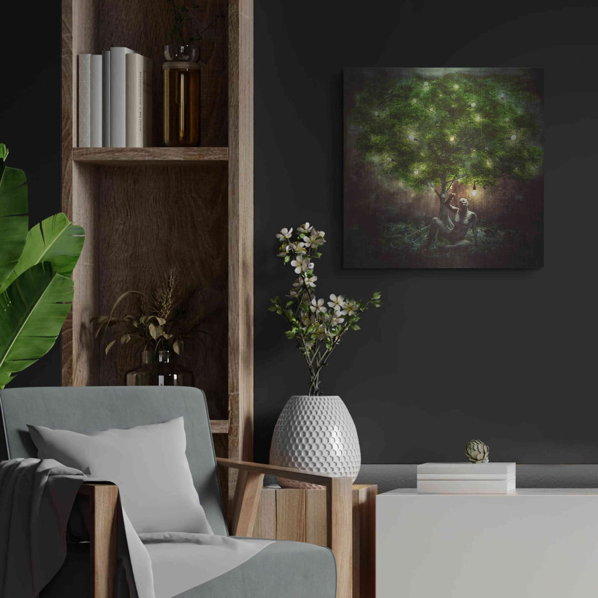 'Dear Darkness' by Mario Sanchez Nevado – Metal Wall Art, 24x24 room view
