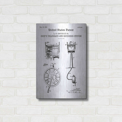 Luxe Metal Art 'Ship's Telegraph and Record System Blueprint Patent White' Acrylic Glass Wall Art,16x24