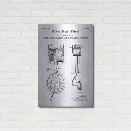 Luxe Metal Art 'Ship's Telegraph and Record System Blueprint Patent White' Acrylic Glass Wall Art,24x36