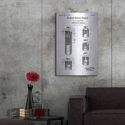 Luxe Metal Art 'Shotgun Shell Blueprint Patent White' Acrylic Glass Wall Art,24x36