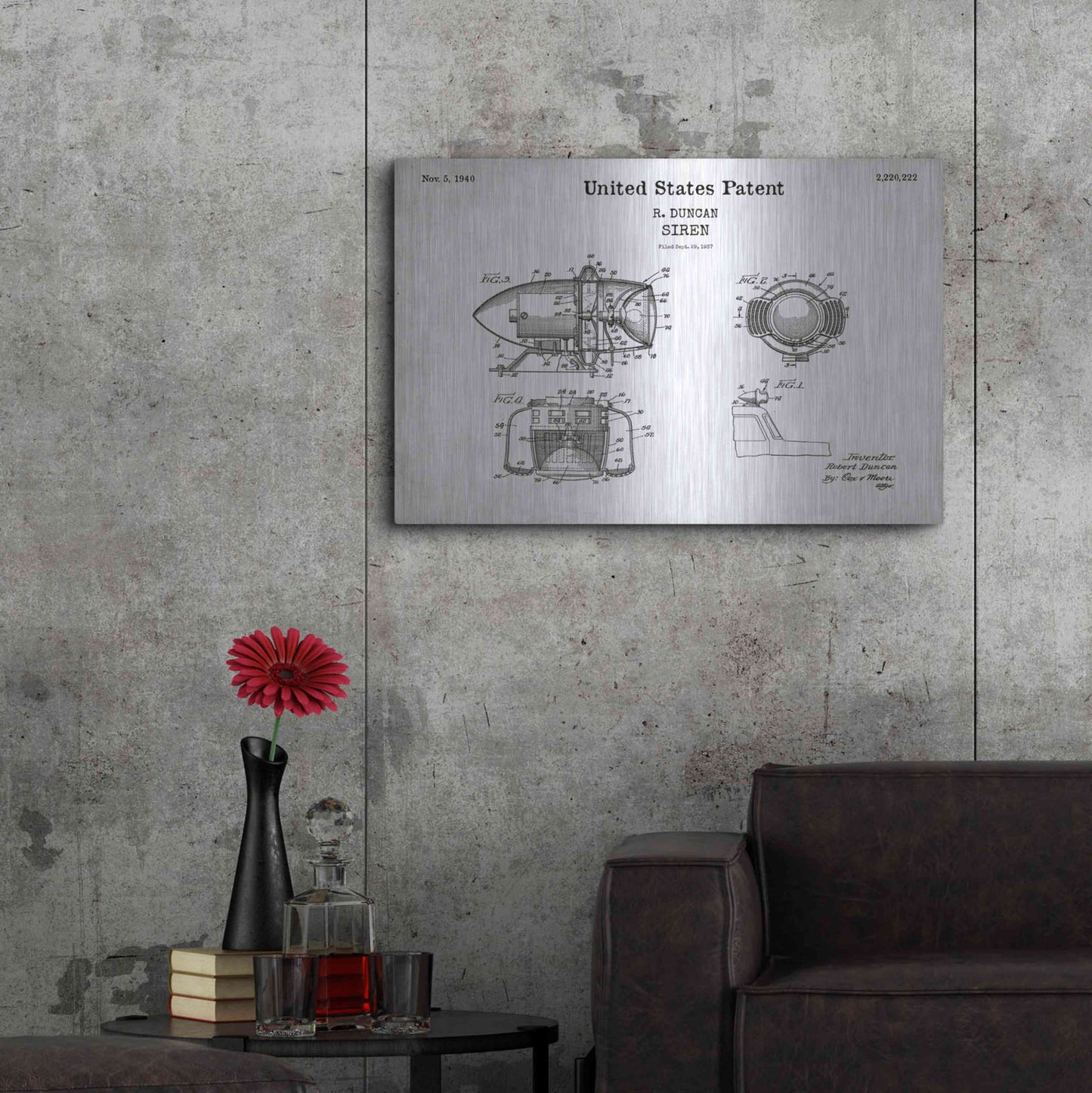 Luxe Metal Art 'Siren Blueprint Patent White' Acrylic Glass Wall Art,36x24