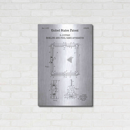 Luxe Metal Art 'Bowling and Pool Game Apparatus Blueprint Patent White' Acrylic Glass Wall Art,24x36