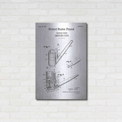 Luxe Metal Art 'Smoking Pipe Blueprint Patent White' Acrylic Glass Wall Art,24x36