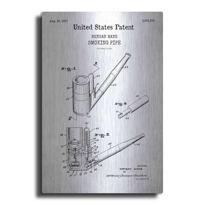 Luxe Metal Art 'Smoking Pipe Blueprint Patent White' Acrylic Glass Wall Art