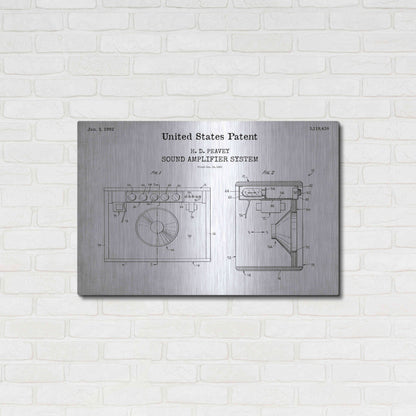 Luxe Metal Art 'Sound Amplifier Blueprint Patent White' Acrylic Glass Wall Art,36x24