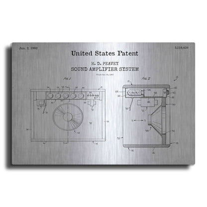 Luxe Metal Art 'Sound Amplifier Blueprint Patent White' Acrylic Glass Wall Art