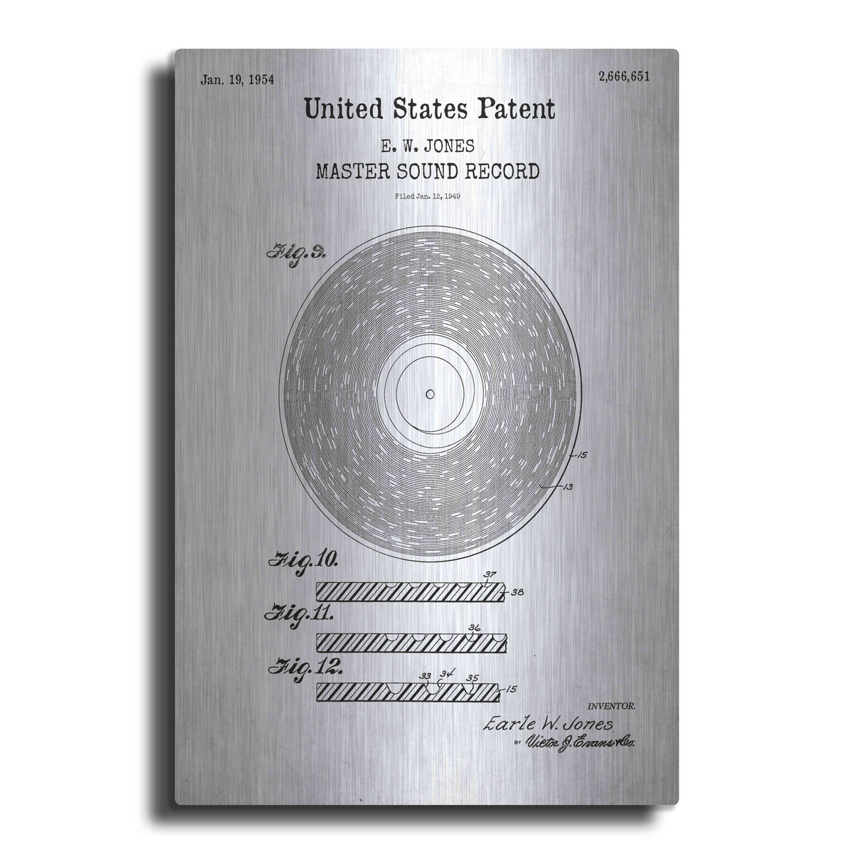 Luxe Metal Art 'Master Sound Record Blueprint Patent White' Metal Wall Art