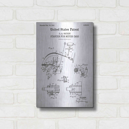 Luxe Metal Art 'Starter for Motor Cars Blueprint Patent White' Acrylic Glass Wall Art,12x16