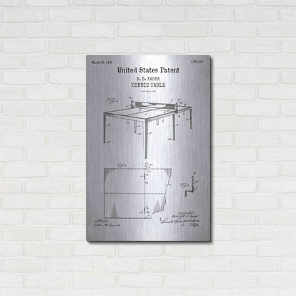 Luxe Metal Art 'Tennis Table Blueprint Patent White' Acrylic Glass Wall Art,24x36