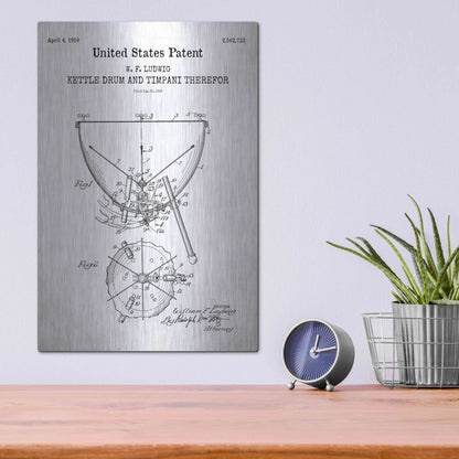 Luxe Metal Art 'Timpani Blueprint Patent White' Acrylic Glass Wall Art,12x16