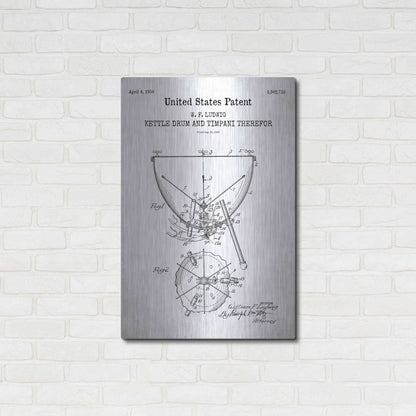 Luxe Metal Art 'Timpani Blueprint Patent White' Acrylic Glass Wall Art,24x36