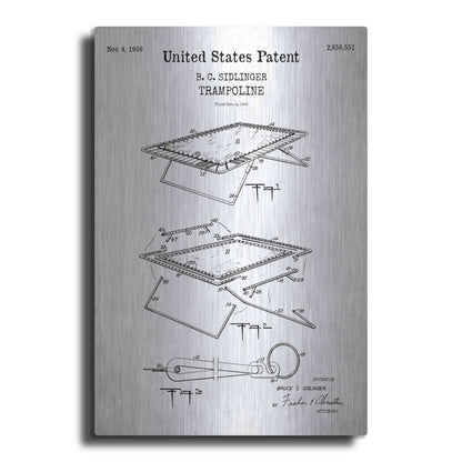 Luxe Metal Art 'Trampoline Blueprint Patent White' Acrylic Glass Wall Art