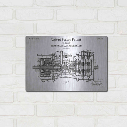 Luxe Metal Art 'Transmission Blueprint Patent White' Acrylic Glass Wall Art,16x12