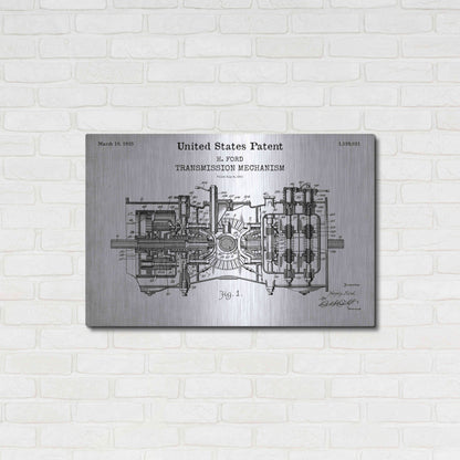 Luxe Metal Art 'Transmission Blueprint Patent White' Acrylic Glass Wall Art,36x24